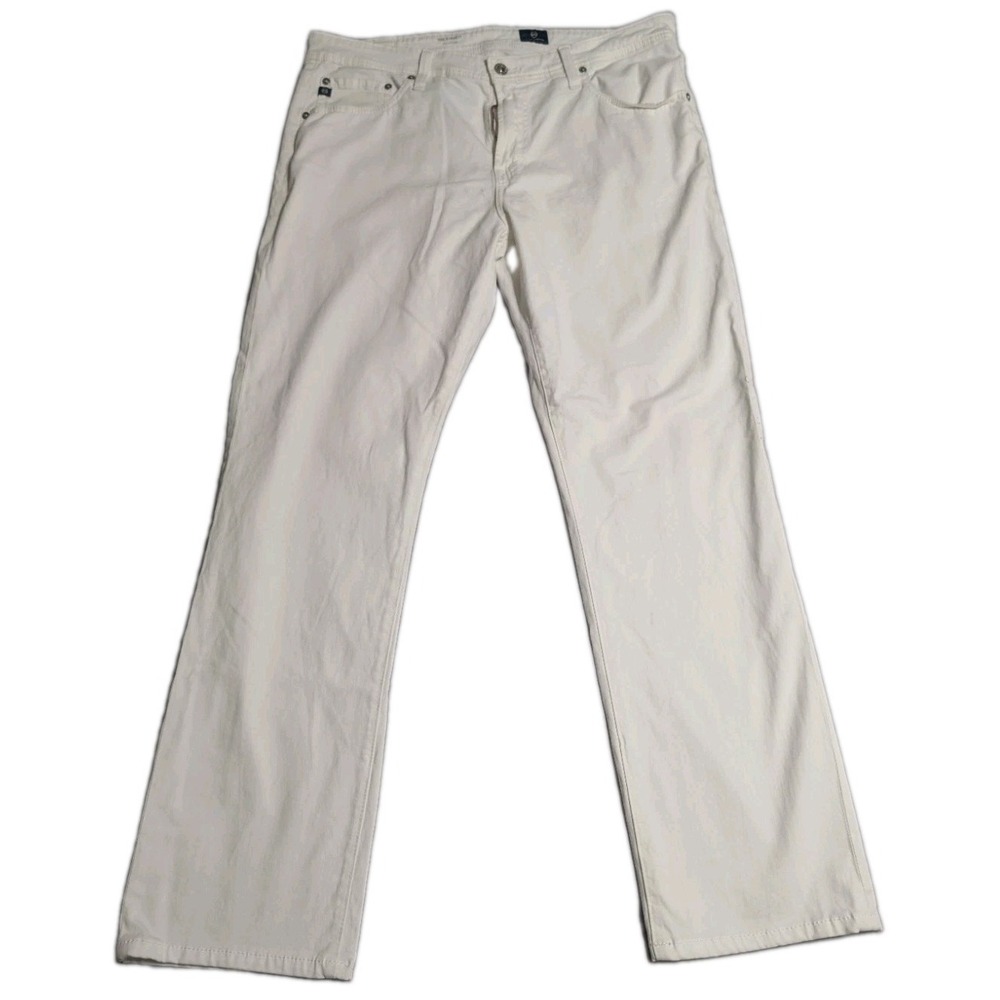 AG Adriano Goldschmied The Everett Mens 36x30 White Slim Straight Stretch Jeans